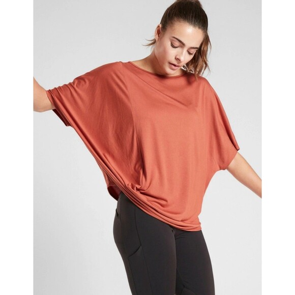 NWOT Athleta Dolman Tee Burnt Orange Size Small S Oversized Short Sleeve - Picture 1 of 6